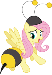 Size: 3000x4320 | Tagged: safe, artist:cloudy glow, fluttershy, pegasus, g4, animal costume, bee costume, clothes, costume, female, flutterbee, simple background, solo, transparent background, vector