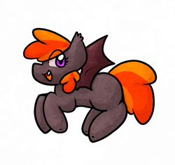 Size: 1059x996 | Tagged: safe, artist:zutcha, oc, oc only, bat pony, pony, bat pony oc, eyebrows, eyebrows visible through hair, female, looking at you, mare, open mouth, open smile, simple background, smiling, smiling at you, solo, spread wings, white background, wings