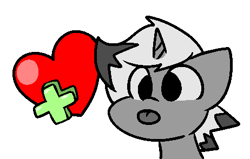 Size: 462x294 | Tagged: safe, artist:zutcha, oc, oc only, oc:inkling, pony, unicorn, bust, heart, horn, like, male, simple background, solo, stallion, tongue out, white background