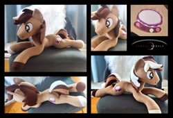 Size: 5496x3748 | Tagged: safe, artist:purplenebulastudios, oc, earth pony, pony, indoors, irl, lying down, male, multiple views, photo, plushie, prone, solo, stallion