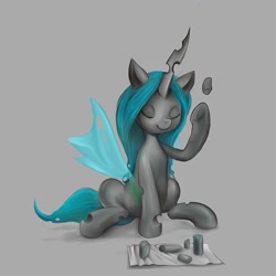 Size: 2000x2000 | Tagged: safe, artist:darkdoomer, queen chrysalis, pony, g4, filling, jigsaw puzzle, sitting, solo