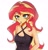 Size: 1235x1280 | Tagged: safe, artist:pulse, sunset shimmer, human, equestria girls, g4, bare shoulders, blue eyes, boob window, breasts, cleavage, clothes, collarbone, dress, female, long hair, open mouth, simple background, sleeveless, sleeveless dress, slender, solo, thin, two toned hair