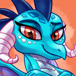 Size: 1800x1800 | Tagged: safe, artist:whitediamonds, princess ember, dragon, g4, crossed arms, dragoness, female, looking at you, smiling, smiling at you, solo