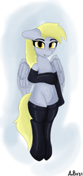 Size: 1447x3075 | Tagged: safe, artist:aubs, derpy hooves, pegasus, pony, g4, clothes, latex, latex socks, newbie artist training grounds, socks, solo, wings