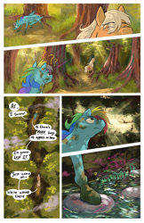 Size: 2008x3100 | Tagged: safe, artist:seventozen, applejack, rainbow dash, earth pony, pegasus, pony, comic:the problem of parthus, g4, comic, duo, outdoors