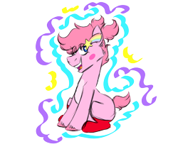 Size: 1600x1300 | Tagged: safe, artist:fuckomcfuck, oc, oc only, oc:kirby, earth pony, pony, blushing, clothes, hairpin, pigtails, simple background, socks, solo, starry eyes, transparent background, wingding eyes