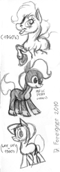 Size: 501x1442 | Tagged: safe, artist:drforeigner, pony, 2011, artifact, monochrome, style emulation