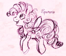 Size: 2612x2217 | Tagged: safe, artist:equmoria, pinkie pie, pegasus, pony, g5 concept leaks, pegasus pinkie pie, pinkie pie (g5 concept leak), race swap, sketch, traditional art