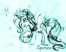 Size: 2336x1858 | Tagged: safe, artist:equmoria, fluttershy, pinkie pie, alicorn, pegasus, pony, unicorn, alicornified, fluttercorn, fluttershy (g5 concept leak), g5 concept leaks, horn, pegasus pinkie pie, race swap, sketch, traditional art, unicorn fluttershy