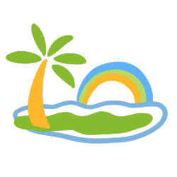 Size: 1024x1024 | Tagged: safe, artist:mosssong, island rainbow, g4, abstract art, cutie mark, cutie mark only, free to use, island, modern art, no pony, palm tree, rainbow, simple background, solo, transparent background, tree