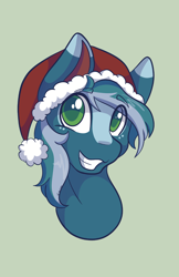 Size: 3300x5100 | Tagged: safe, artist:mscolorsplash, oc, oc only, oc:aerial venture, pegasus, pony, blaze (coat marking), christmas, coat markings, colored pupils, eyebrows, eyebrows visible through hair, facial markings, green background, holiday, male, patreon, patreon reward, simple background, smiling, solo, stallion