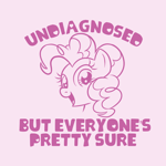 Size: 1048x1048 | Tagged: safe, artist:mosssong, pinkie pie, earth pony, pony, g4, meme, open mouth, purple background, simple background, smiling, solo, text