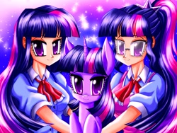 Size: 2981x2237 | Tagged: safe, artist:starystory, sci-twi, twilight sparkle, human, pony, equestria girls, g4, human ponidox, paradox, self paradox, self ponidox