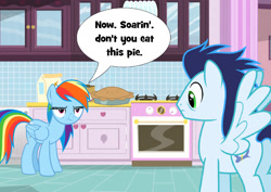 Size: 1588x1123 | Tagged: safe, artist:chainchomp2 edits, artist:vvolllovv, edit, rainbow dash, soarin', g4, my little pony: friendship is magic, pie, simpsons did it, that pony sure does love pies, the simpsons