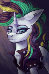 Size: 2000x3000 | Tagged: safe, artist:ognevitsa, rarity, pony, unicorn, g4, it isn't the mane thing about you, my little pony: friendship is magic, alternate hairstyle, female, horn, mare, punk, raripunk, solo