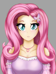 Size: 1668x2224 | Tagged: safe, artist:astevenamedwolf, fluttershy, equestria girls, g4, bust, female, geode of fauna, magical geodes, portrait, simple background, solo