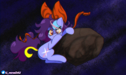 Size: 3264x1956 | Tagged: safe, artist:juniverse, oc, oc:juniverse, earth pony, asteroid, colored, cute, female, holding on, playing, ribbon, solo, space, space pony, stars, universe daughter