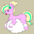 Size: 1674x1725 | Tagged: safe, artist:sweetshadow, oc, oc only, oc:emerald bubble, earth pony, pony, :p, clothes, cloud, female, flower, flower in hair, freckles, leg warmers, looking at you, lying down, lying on a cloud, on a cloud, one eye closed, simple background, solo, solo female, tongue out, wink