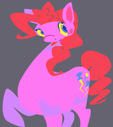 Size: 1930x2150 | Tagged: safe, artist:lockssteps, pinkie pie, earth pony, pony, g4, :p, colored, female, flat colors, lineless, mare, raised hoof, simple background, solo, tongue out