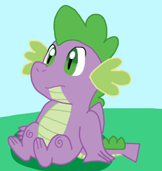 Size: 706x744 | Tagged: safe, artist:cmara, spike, dragon, g4, male, sitting, solo, winged spike, wings