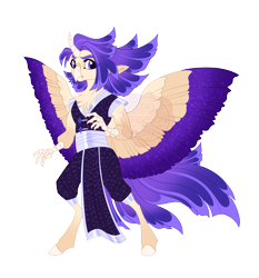 Size: 5600x6000 | Tagged: safe, artist:gigason, oc, oc:violet valor, hybrid, absurd resolution, clothes, colored wings, female, magical lesbian spawn, offspring, parent:captain celaeno, parent:twilight sparkle, simple background, solo, transparent background, two toned wings, wings