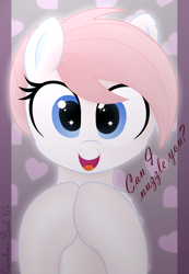 Size: 2788x4032 | Tagged: safe, artist:rainbowšpekgs, nurse redheart, earth pony, pony, g4, :d, bronybait, cute, dialogue, female, happy, heart, heartabetes, looking at you, mare, nuzzling, open mouth, open smile, smiling