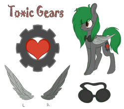 Size: 3416x3000 | Tagged: safe, artist:sleepicookie, oc, oc:toxic gears, pegasus, pony, female, goggles, mare, reference sheet, simple background, solo, transparent background