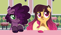 Size: 2136x1214 | Tagged: safe, artist:littsandy, oc, oc only, oc:black rose, oc:velvet cake, earth pony, pony, female, mare