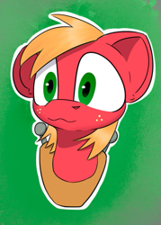 Size: 419x586 | Tagged: source needed, safe, artist:cotarsis, big macintosh, earth pony, g4, green background, green eyes, looking at you, simple background, solo