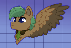 Size: 1056x721 | Tagged: safe, artist:fuzzybirdy2, oc, oc only, oc:gliden smith, pegasus, pony, bust, clothes, male, necktie, simple background, solo, spread wings, stallion, wings