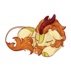 Size: 3508x3508 | Tagged: safe, artist:return 0, autumn blaze, kirin, g4, hooves, horn, sleeping, solo