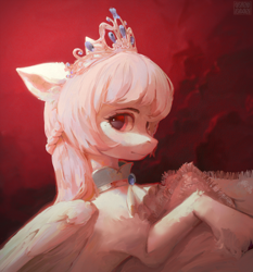 Size: 4000x4296 | Tagged: safe, artist:rvsd, oc, oc only, pegasus, pony, bust, commission, crown, female, jewelry, mare, painting, portrait, princess, regalia, signature, solo