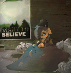 Size: 2222x2288 | Tagged: safe, artist:rvsd, oc, oc only, pegasus, pony, beanie, blanket, clothes, female, glasses, hat, jacket, mare, solo, voices of the void