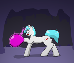 Size: 900x765 | Tagged: safe, artist:defilerzero, oc, oc only, oc:minty candy, pony, unicorn, cave, horn, magic, open mouth, sequence, slime, solo, story included