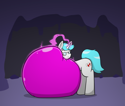 Size: 900x765 | Tagged: safe, artist:defilerzero, oc, oc only, oc:minty candy, pony, unicorn, blushing, bondage, cave, encasement, horn, magic, sequence, slime, solo, story included