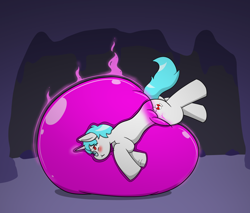 Size: 900x765 | Tagged: safe, artist:defilerzero, oc, oc only, oc:minty candy, pony, unicorn, blushing, bondage, cave, encasement, horn, magic, sequence, slime, solo, story included