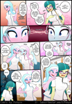 Size: 1485x2144 | Tagged: safe, artist:pshyzomancer, aloe, juniper montage, lotus blossom, human, comic:tactile response, equestria girls, g4, blushing, breasts, cleavage, clothes, dialogue, door, eyes closed, mistress, mop, oblivious, room, smiling, smirk, smug, spa, speech bubble, stretching, teasing, text, uniform, waking up, yawn