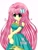 Size: 1536x2048 | Tagged: safe, artist:seacatscrying, fluttershy, human, g4, anime style, clothes, dress, higurashi no naku koro ni, humanized, simple background, solo, style emulation, white background