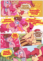 Size: 2733x3866 | Tagged: safe, artist:piesinful, apple bloom, applejack, pinkie pie, earth pony, pony, comic:unlucky day, fanfic:cupcakes, g4, apple, comic, food, happy, lidded eyes, outdoors, question mark, sweet apple acres