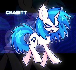 Size: 1318x1214 | Tagged: safe, artist:chabitt4, dj pon-3, vinyl scratch, pony, unicorn, g4, ><, eyes closed, female, horn, mare, open mouth, solo, walking, zoom layer