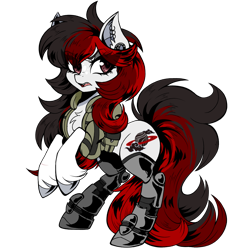 Size: 1280x1280 | Tagged: safe, artist:saturnsspirit, oc, oc only, oc:satto, earth pony, pony, armor, clothes, ear piercing, female, freckles, jacket, mare, not blackjack, piercing, power armor, simple background, solo, transparent background