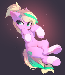 Size: 3364x3856 | Tagged: safe, alternate version, artist:empress-twilight, oc, oc only, oc:emerald bubble, earth pony, pony, :p, belly, belly button, blushing, cheek fluff, chest fluff, clothes, commission, cute, ear fluff, eye clipping through hair, eyebrows, eyebrows visible through hair, female, flower, flower in hair, leg fluff, leg warmers, mare, smiling, solo, tail, tongue out, two toned mane, two toned tail, underhoof, ych result