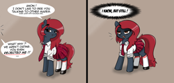 Size: 2864x1374 | Tagged: safe, artist:n-o-n, oc, oc only, earth pony, pony, earth pony oc, implied anon, solo, tsundere