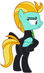 Size: 3627x5978 | Tagged: safe, artist:ejlightning007arts, lightning dust, pegasus, pony, g4, angry, bipedal, butt, clothes, female, lightning butt, mare, plot, pose, simple background, solo, transparent background, uniform, vector, washouts uniform