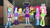 Size: 1280x718 | Tagged: safe, applejack, fluttershy, pinkie pie, rainbow dash, rarity, sci-twi, spike, spike the regular dog, twilight sparkle, dog, human, equestria girls, equestria girls specials, g4, my little pony equestria girls: movie magic, reaction image, scared, shocked, spike the dog, what has been seen, worried