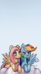 Size: 1120x1989 | Tagged: safe, artist:k_lash147, fluttershy, rainbow dash, pegasus, g4, cloud, wallpaper