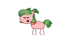 Size: 1192x698 | Tagged: safe, artist:ufolronman, oc, oc:melonlicious, unicorn, horn, in a nutshell, stick pony