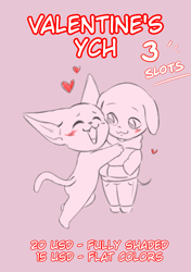 Size: 2039x2893 | Tagged: safe, artist:natt333, cat, dog, anthro, advertisement, chibi, commission, commission info, community related, holiday, valentine's day, ych sketch, your character here