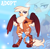 Size: 1280x1244 | Tagged: safe, artist:vi45, oc, oc only, griffon, anthro, adoptable, advertisement, base used, body markings, brown body, brown feathers, cheek fluff, chest fluff, colored arms, colored belly, colored eyebrows, colored paws, colored wings, colored wingtips, cream tail, cream wingtips, curvy, eyelashes, female, female oc, frown, gradient background, gradient wings, griffon oc, hand on hip, leg markings, leg stripes, looking at you, looking back, orange body, orange fur, pale belly, partially open wings, paws, purple eyes, red wings, solo, striped tail, stripes, tail, tail markings, three quarter view, two toned wings, wings, yellow tail, zoom layer