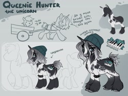 Size: 4000x3000 | Tagged: safe, artist:hattiezazu, oc, oc:queenie hunter, pony, unicorn, cyrillic, horn, reference sheet, solo, unicorn oc, unshorn fetlocks